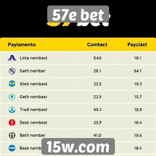 Métodos de pagamento disponíveis no 57e bet